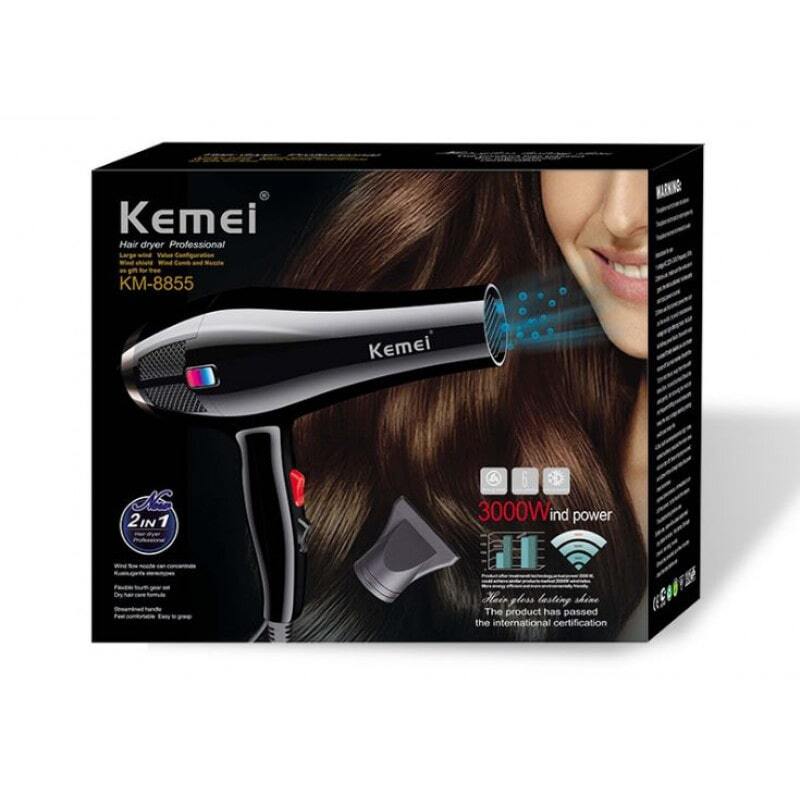 Kemei KM-8893 Rechargeable Hair Dryer - Black and Red140